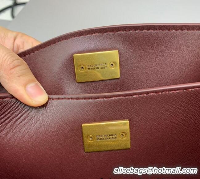 Well Crafted Balenciaga Rodeo Small Handbag in smooth calfskin 78972 Burgundy/Gold 2024