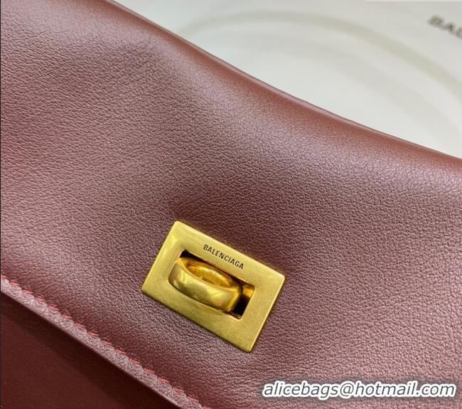 Well Crafted Balenciaga Rodeo Small Handbag in smooth calfskin 78972 Burgundy/Gold 2024