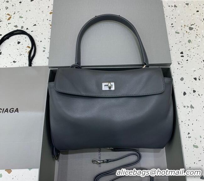 Top Quality Balenciaga Rodeo Small Handbag in smooth calfskin 78972 Grey/Silver 2024