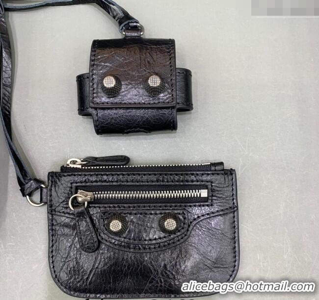 Best Price Balenciaga Le Cagole Men Crossbody Bag in Arena lambskin 48119 black aged-silver hardware 2025