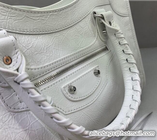 Best Price Balenciaga Le City Medium Bag in Arena Storico lambskin 49001 optic white shiny silver hardware 2025