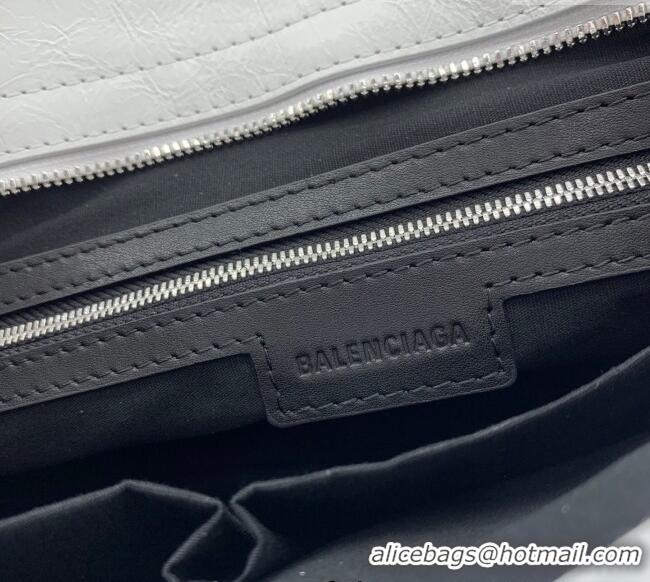 Best Price Balenciaga Le City Medium Bag in Arena Storico lambskin 49001 optic white shiny silver hardware 2025