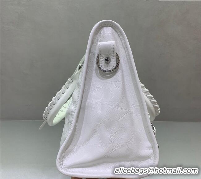 Best Price Balenciaga Le City Medium Bag in Arena Storico lambskin 49001 optic white shiny silver hardware 2025