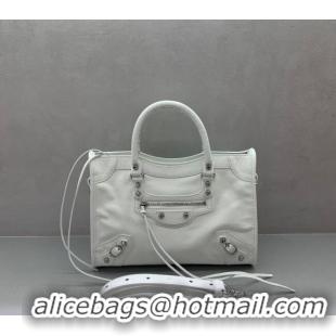 Grade Design Balenciaga Le City Small Bag in Arena Storico lambskin 49002 optic white shiny silver hardware 2025
