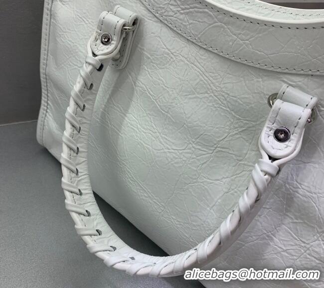 Grade Design Balenciaga Le City Small Bag in Arena Storico lambskin 49002 optic white shiny silver hardware 2025