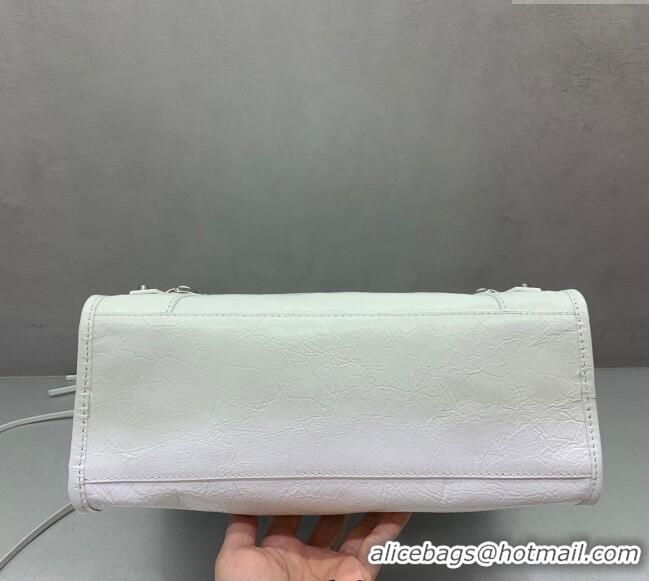 Grade Design Balenciaga Le City Small Bag in Arena Storico lambskin 49002 optic white shiny silver hardware 2025