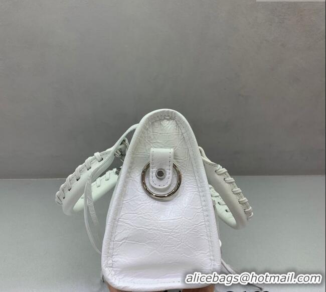 Inexpensive Balenciaga Le City Mini Bag in Arena Storico lambskin 49003 optic white shiny silver hardware 2025
