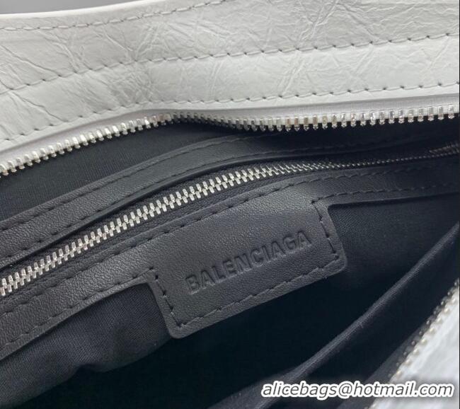 Inexpensive Balenciaga Le City Mini Bag in Arena Storico lambskin 49003 optic white shiny silver hardware 2025