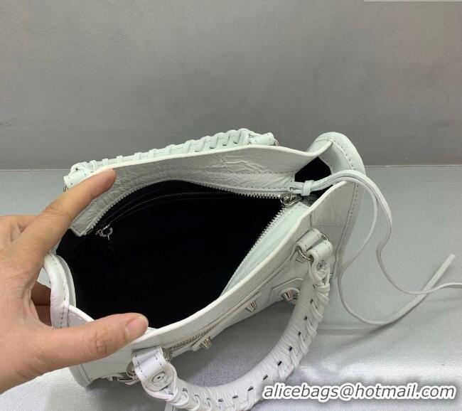 Inexpensive Balenciaga Le City Mini Bag in Arena Storico lambskin 49003 optic white shiny silver hardware 2025