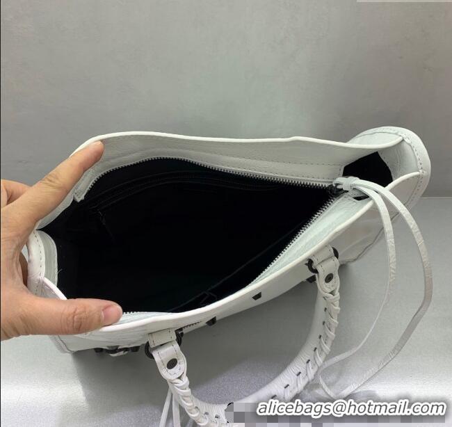 Low Cost Balenciaga Le City Small Bag in optic white Arena Storico lambskin 49005 black hardware 2025