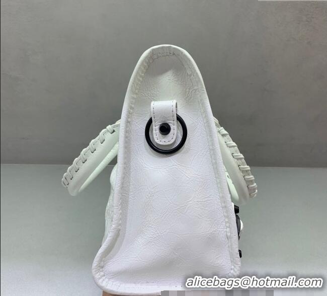 Low Cost Balenciaga Le City Small Bag in optic white Arena Storico lambskin 49005 black hardware 2025