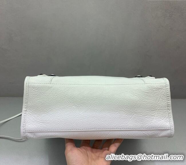Low Cost Balenciaga Le City Small Bag in optic white Arena Storico lambskin 49005 black hardware 2025