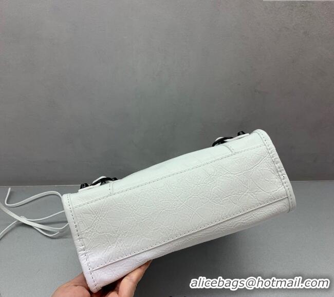 Super Quality Balenciaga Le City Mini Bag in Arena Storico lambskin 49006 optic white black hardware 2025