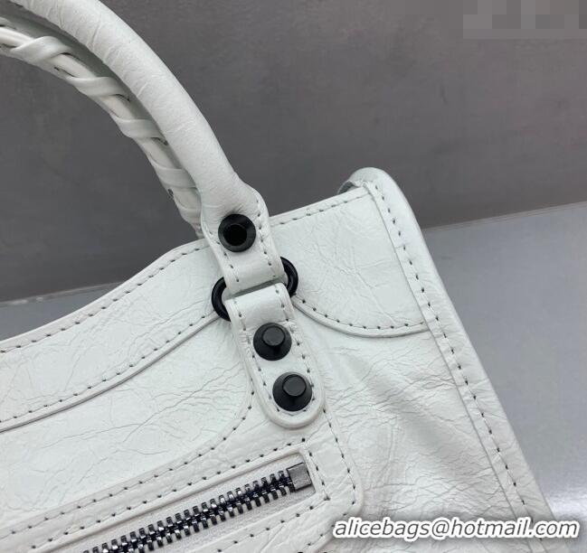 Super Quality Balenciaga Le City Mini Bag in Arena Storico lambskin 49006 optic white black hardware 2025