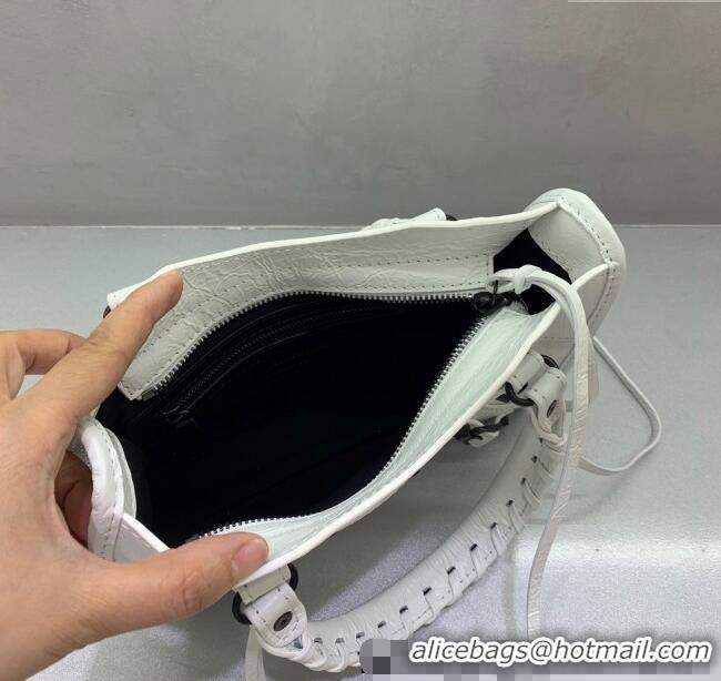 Super Quality Balenciaga Le City Mini Bag in Arena Storico lambskin 49006 optic white black hardware 2025
