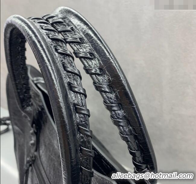 Unique Grade Balenciaga Le City Large Bag in Arena Storico lambskin 49007 All Black 2025