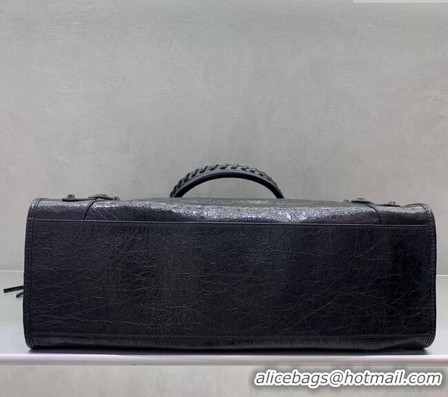 Unique Grade Balenciaga Le City Large Bag in Arena Storico lambskin 49007 All Black 2025
