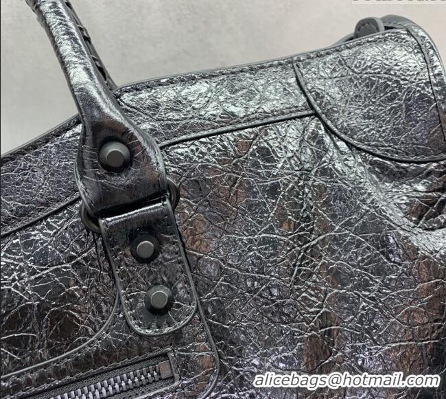 Unique Grade Balenciaga Le City Large Bag in Arena Storico lambskin 49007 All Black 2025