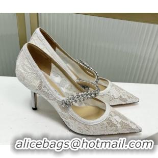 Elegant Jimmy Choo Bing Pumps 85 in White Lace J92201 2025