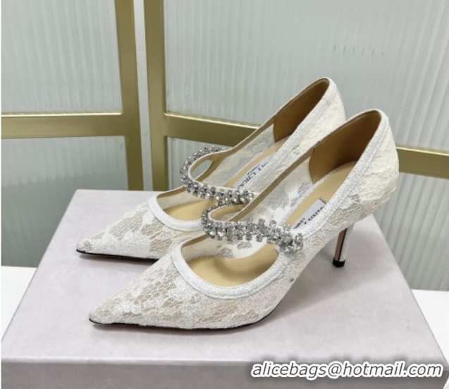 Elegant Jimmy Choo Bing Pumps 85 in White Lace J92201 2025