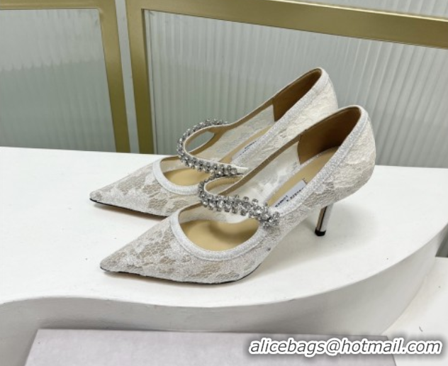 Elegant Jimmy Choo Bing Pumps 85 in White Lace J92201 2025