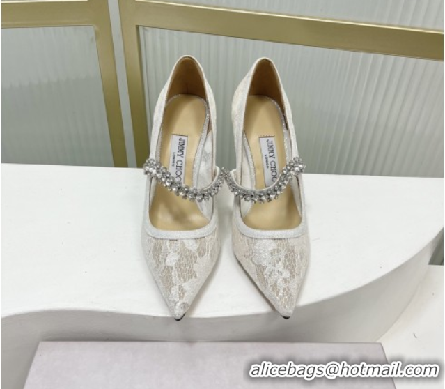 Elegant Jimmy Choo Bing Pumps 85 in White Lace J92201 2025
