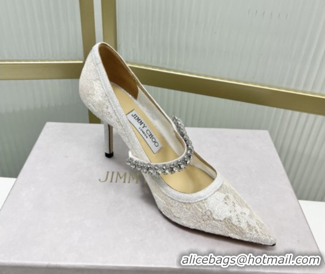 Elegant Jimmy Choo Bing Pumps 85 in White Lace J92201 2025