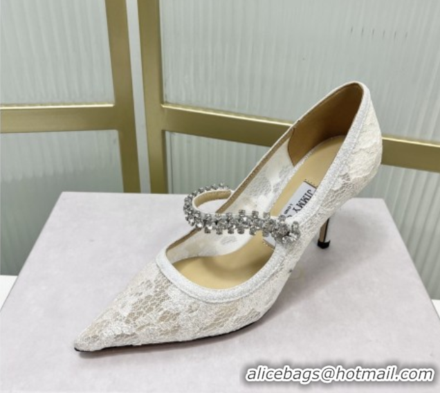 Elegant Jimmy Choo Bing Pumps 85 in White Lace J92201 2025