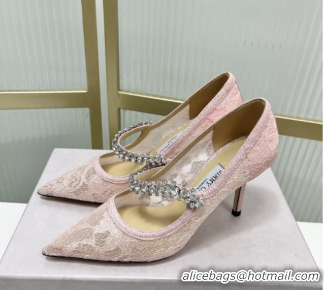 New Design Jimmy Choo Bing Pumps 85 in Pink Lace J92202 092202