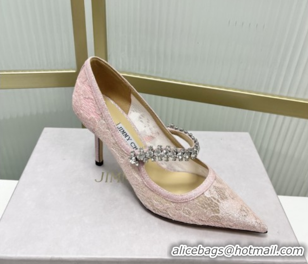 New Design Jimmy Choo Bing Pumps 85 in Pink Lace J92202 092202