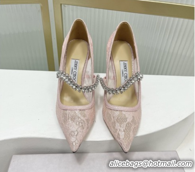 New Design Jimmy Choo Bing Pumps 85 in Pink Lace J92202 092202