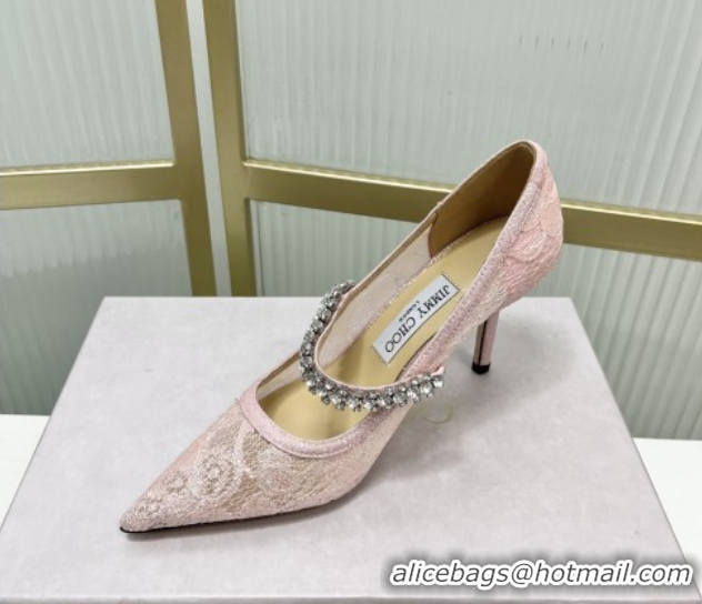 New Design Jimmy Choo Bing Pumps 85 in Pink Lace J92202 092202