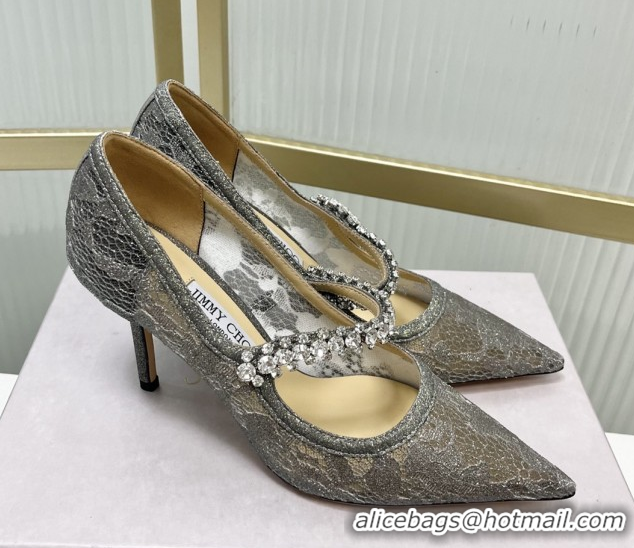 Most Popular Jimmy Choo Bing Pumps 85 in Grey Lace J92203 092203