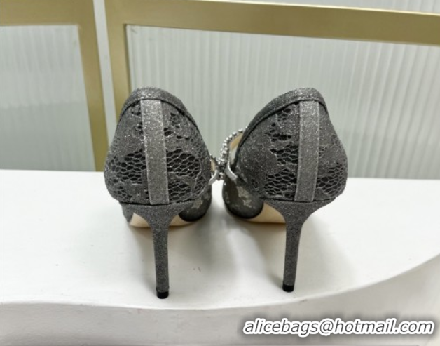 Most Popular Jimmy Choo Bing Pumps 85 in Grey Lace J92203 092203