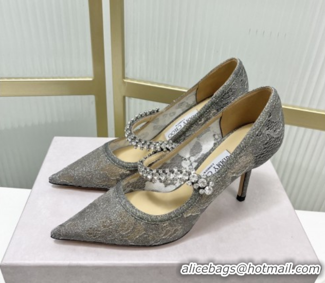 Most Popular Jimmy Choo Bing Pumps 85 in Grey Lace J92203 092203