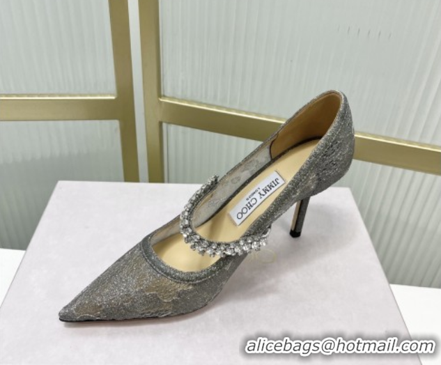 Most Popular Jimmy Choo Bing Pumps 85 in Grey Lace J92203 092203