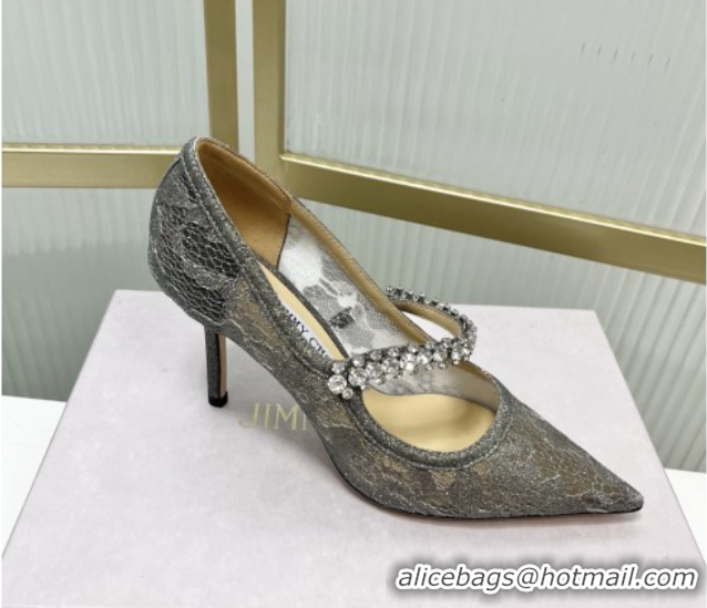 Most Popular Jimmy Choo Bing Pumps 85 in Grey Lace J92203 092203