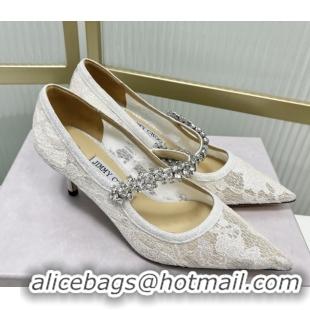 Grade Jimmy Choo Bing Pumps 65 in White Lace J92206 092204