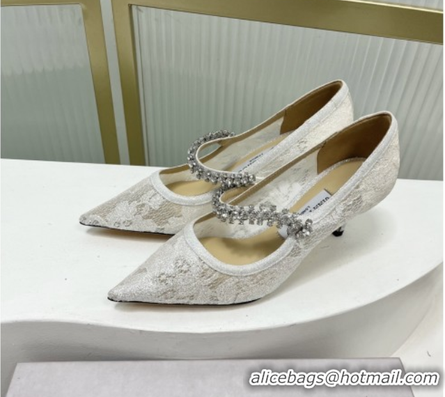 Grade Jimmy Choo Bing Pumps 65 in White Lace J92206 092204