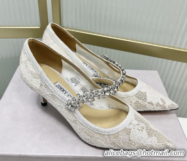Grade Jimmy Choo Bing Pumps 65 in White Lace J92206 092204
