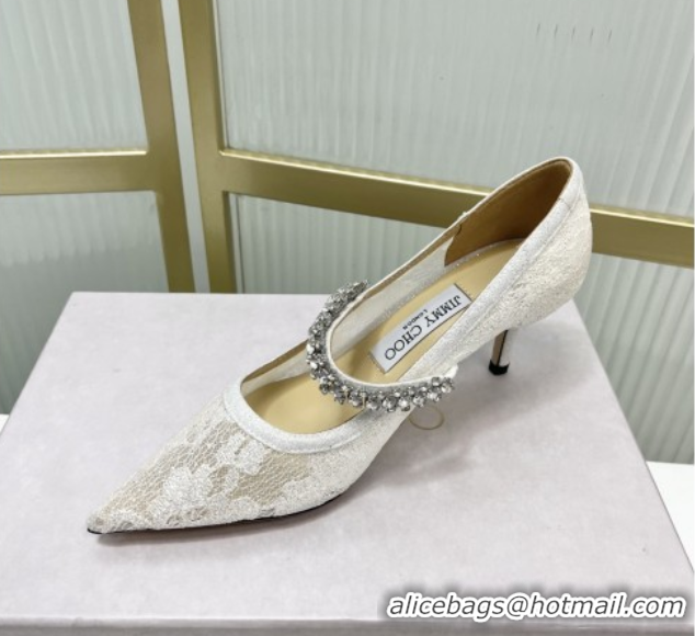 Grade Jimmy Choo Bing Pumps 65 in White Lace J92206 092204