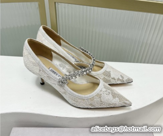 Grade Jimmy Choo Bing Pumps 65 in White Lace J92206 092204