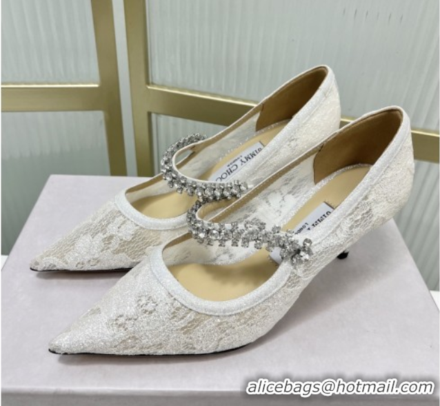 Grade Jimmy Choo Bing Pumps 65 in White Lace J92206 092204