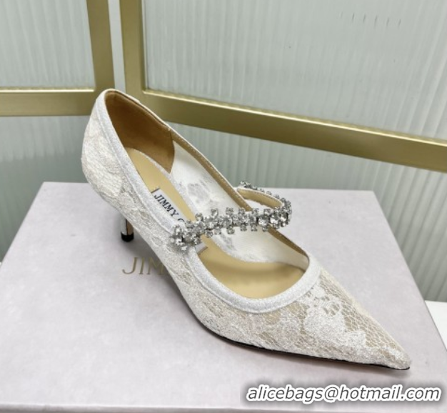 Grade Jimmy Choo Bing Pumps 65 in White Lace J92206 092204