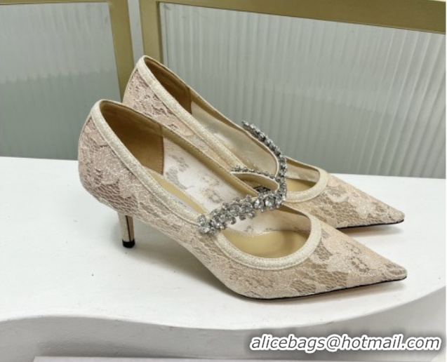 Promotion Jimmy Choo Bing Pumps 65 in Beige Lace J92209 092209