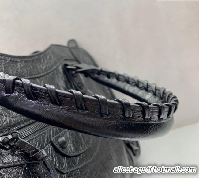 Buy Discount Balenciaga Le City Medium Bag in Arena Storico lambskin 49010 All Black 2025