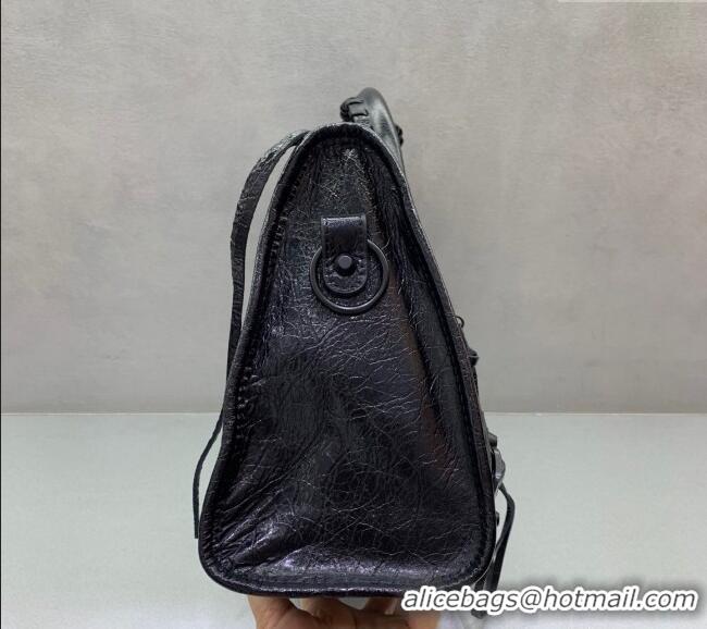 Cheap Grade Balenciaga Le City Small Bag in Arena Storico lambskin 49011 All Black 2025
