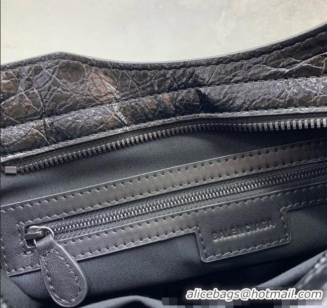 Cheap Grade Balenciaga Le City Small Bag in Arena Storico lambskin 49011 All Black 2025