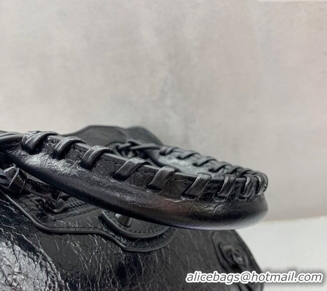 Cheap Grade Balenciaga Le City Small Bag in Arena Storico lambskin 49011 All Black 2025