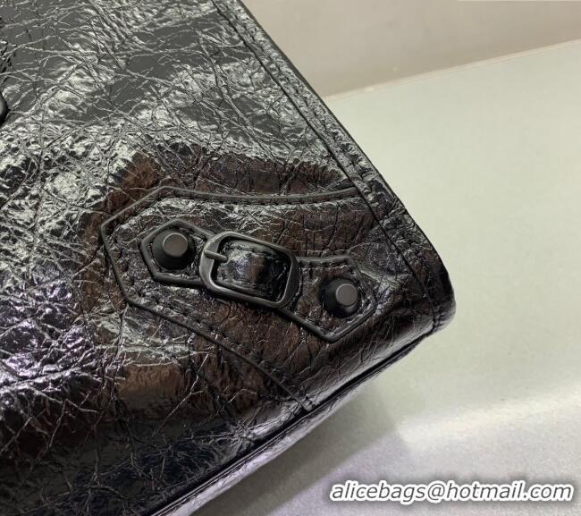 Cheap Grade Balenciaga Le City Small Bag in Arena Storico lambskin 49011 All Black 2025